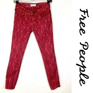 Free People Skinny Brocade Jeans 24